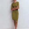 Zinnia Tie Jersey Short Dress Olive Zinnia Tie Jersey Short Dress Olive