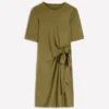 Zinnia Tie Jersey Short Dress Olive Zinnia Tie Jersey Short Dress Olive