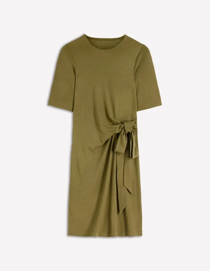Zinnia Tie Jersey Short Dress Olive Zinnia Tie Jersey Short Dress Olive