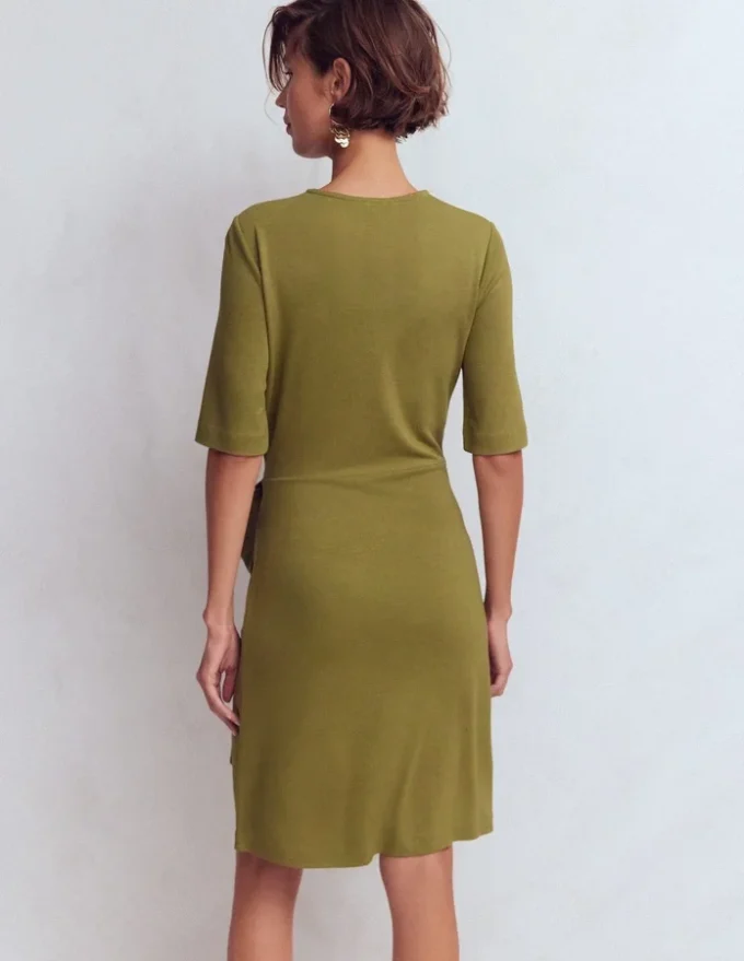 Zinnia Tie Jersey Short Dress Olive Zinnia Tie Jersey Short Dress Olive