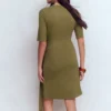 Zinnia Tie Jersey Short Dress Olive Zinnia Tie Jersey Short Dress Olive