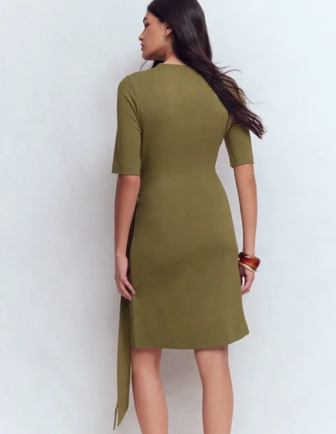 Zinnia Tie Jersey Short Dress Olive Zinnia Tie Jersey Short Dress Olive