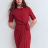 Zinnia Tie Jersey Short Dress Rich Chestnut Zinnia Tie Jersey Short Dress Rich Chestnut