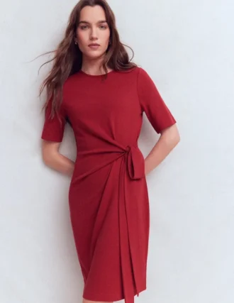 Zinnia Tie Jersey Short Dress Rich Chestnut