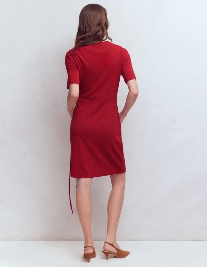Zinnia Tie Jersey Short Dress Rich Chestnut Zinnia Tie Jersey Short Dress Rich Chestnut