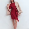 Zinnia Tie Jersey Short Dress Rich Chestnut Zinnia Tie Jersey Short Dress Rich Chestnut
