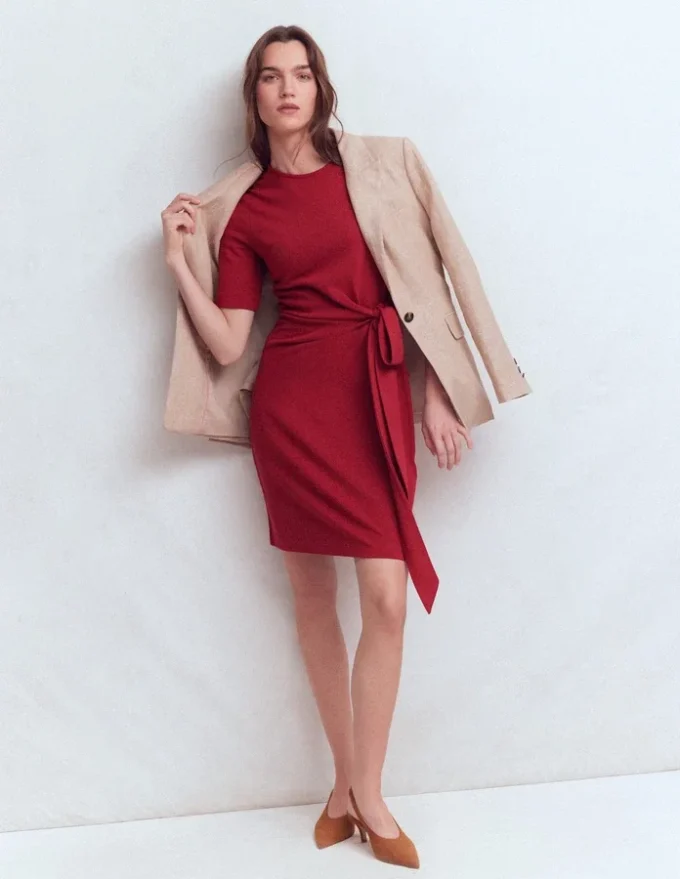 Zinnia Tie Jersey Short Dress Rich Chestnut Zinnia Tie Jersey Short Dress Rich Chestnut