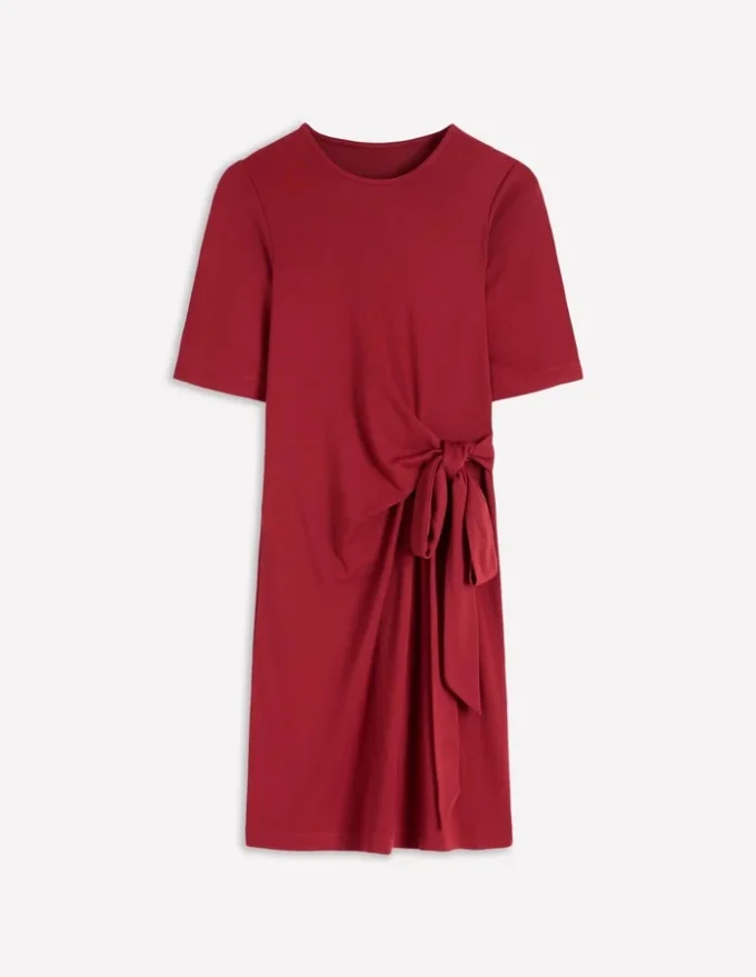 Zinnia Tie Jersey Short Dress Rich Chestnut Zinnia Tie Jersey Short Dress Rich Chestnut