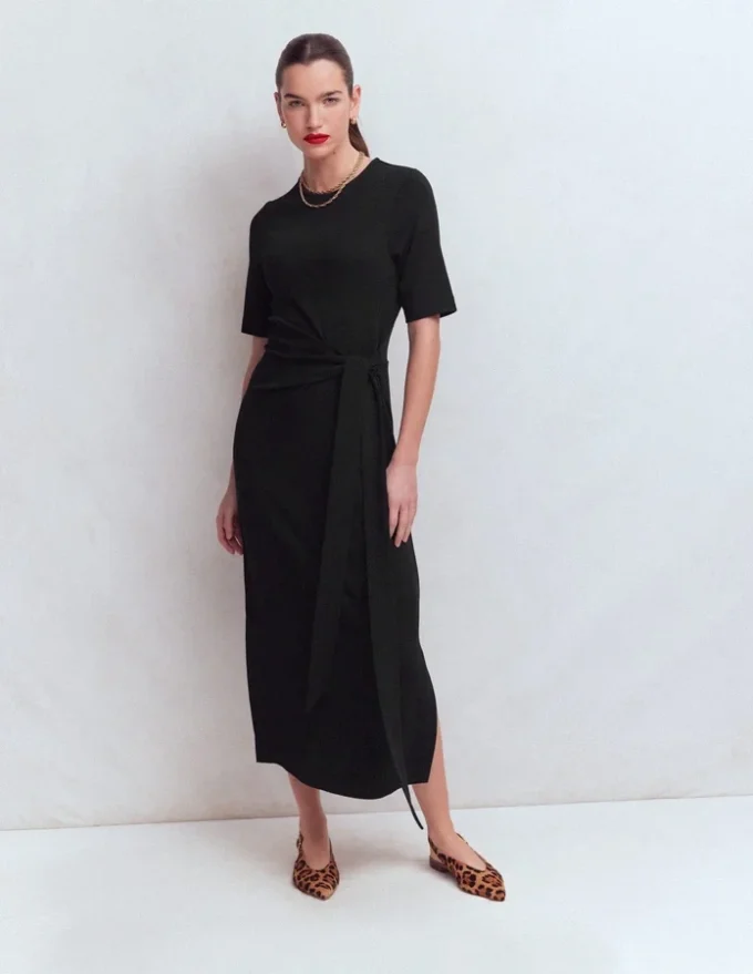 Zinnia Tie Ponte Midi Dress Black Zinnia Tie Ponte Midi Dress Black