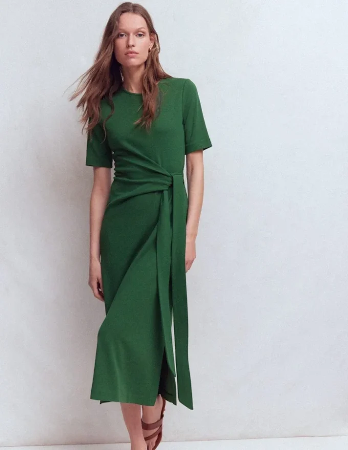 Zinnia Tie Ponte Midi Dress Dark Green Zinnia Tie Ponte Midi Dress Dark Green