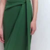 Zinnia Tie Ponte Midi Dress Dark Green Zinnia Tie Ponte Midi Dress Dark Green