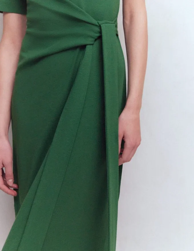 Zinnia Tie Ponte Midi Dress Dark Green Zinnia Tie Ponte Midi Dress Dark Green