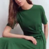 Zinnia Tie Ponte Midi Dress Dark Green Zinnia Tie Ponte Midi Dress Dark Green