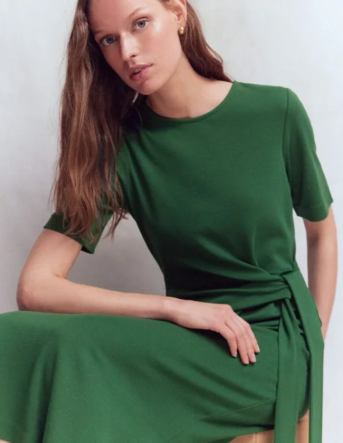Zinnia Tie Ponte Midi Dress Dark Green Zinnia Tie Ponte Midi Dress Dark Green
