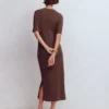 Zinnia Tie Ponte Midi Dress Espresso Zinnia Tie Ponte Midi Dress Espresso