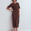 Zinnia Tie Ponte Midi Dress Espresso Zinnia Tie Ponte Midi Dress Espresso