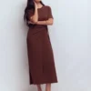 Zinnia Tie Ponte Midi Dress Espresso Zinnia Tie Ponte Midi Dress Espresso