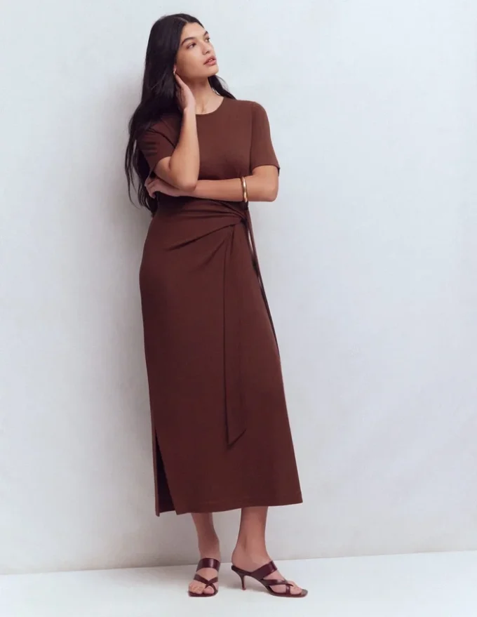 Zinnia Tie Ponte Midi Dress Espresso Zinnia Tie Ponte Midi Dress Espresso