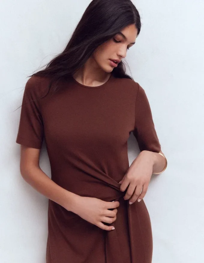 Zinnia Tie Ponte Midi Dress Espresso Zinnia Tie Ponte Midi Dress Espresso