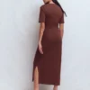Zinnia Tie Ponte Midi Dress Espresso Zinnia Tie Ponte Midi Dress Espresso