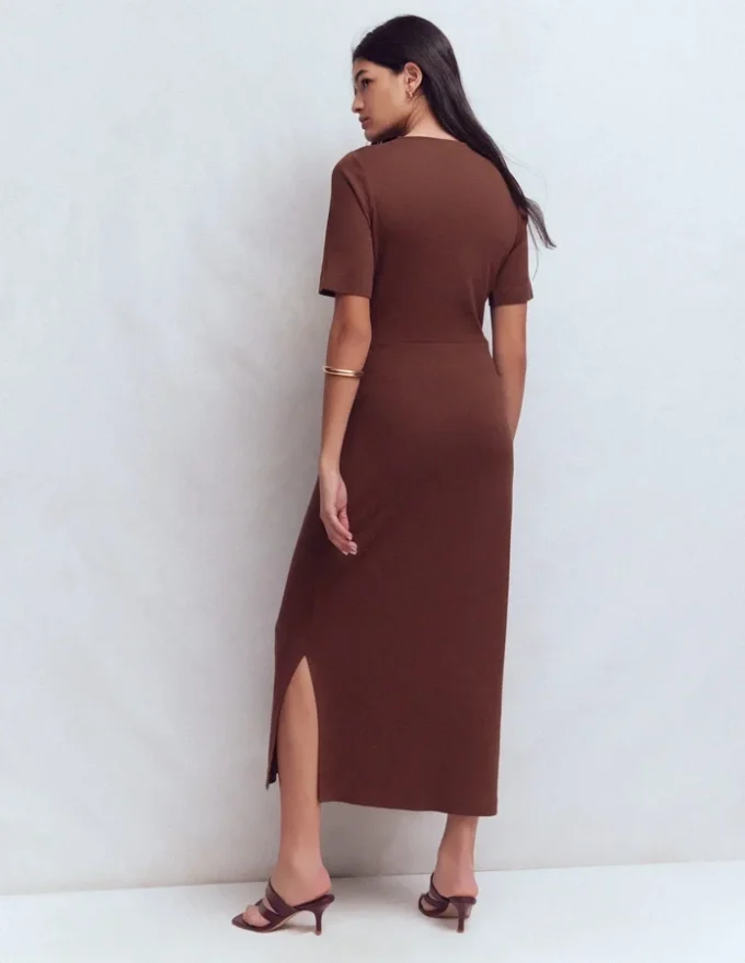 Zinnia Tie Ponte Midi Dress Espresso Zinnia Tie Ponte Midi Dress Espresso