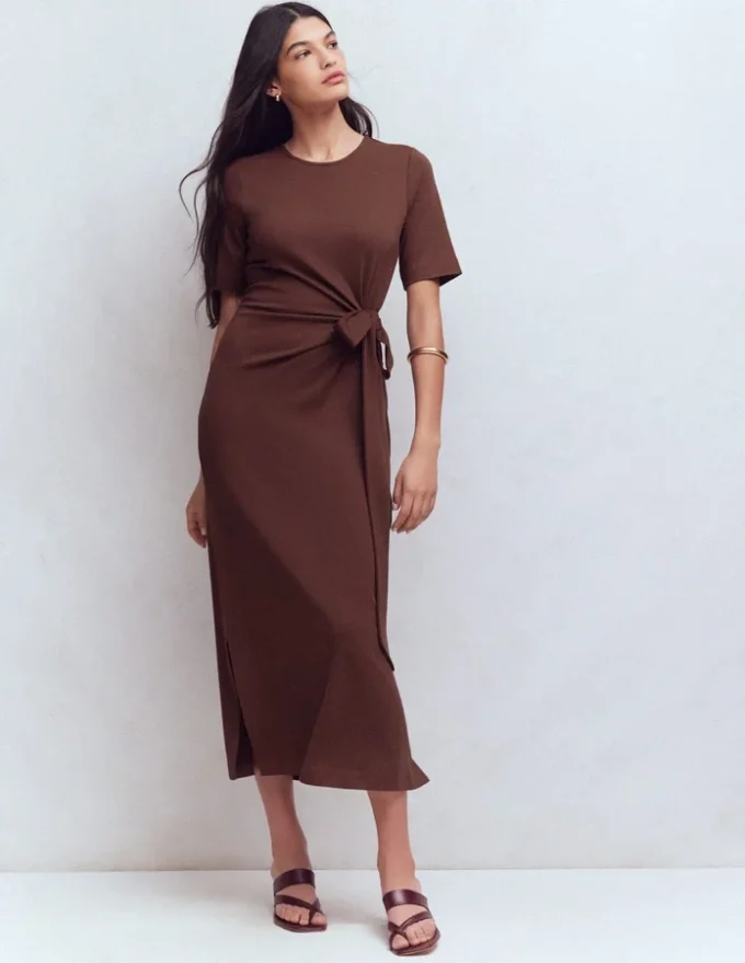 Zinnia Tie Ponte Midi Dress Espresso Zinnia Tie Ponte Midi Dress Espresso