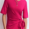 Zinnia Tie Ponte Midi Dress Vibrant Pink Zinnia Tie Ponte Midi Dress Vibrant Pink