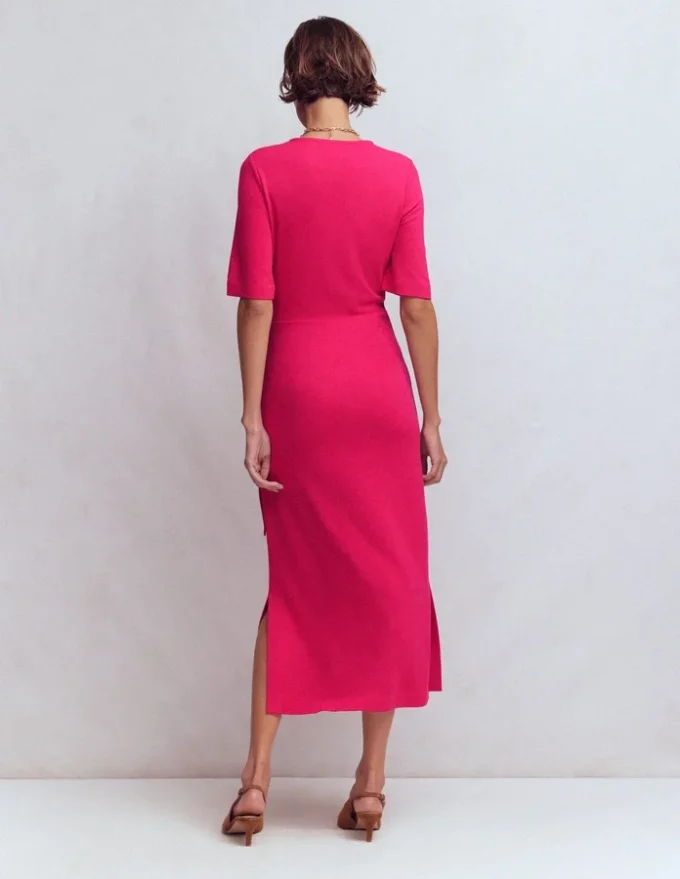 Zinnia Tie Ponte Midi Dress Vibrant Pink Zinnia Tie Ponte Midi Dress Vibrant Pink