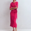 Zinnia Tie Ponte Midi Dress Vibrant Pink Zinnia Tie Ponte Midi Dress Vibrant Pink