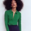 Zip Collar Supersoft Top Fresh Green Zip Collar Supersoft Top Fresh Green