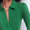 Zip Collar Supersoft Top Fresh Green Zip Collar Supersoft Top Fresh Green