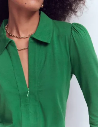 Zip Collar Supersoft Top Fresh Green