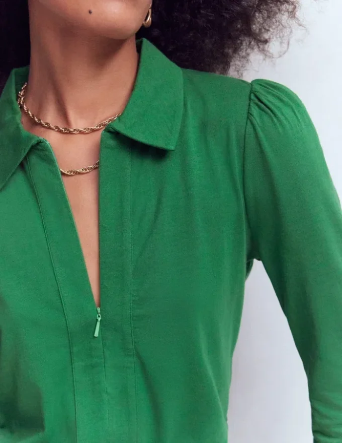 Zip Collar Supersoft Top Fresh Green Zip Collar Supersoft Top Fresh Green