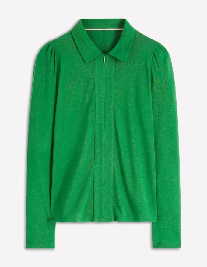 Zip Collar Supersoft Top Fresh Green Zip Collar Supersoft Top Fresh Green