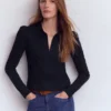 Zip Collar Supersoft Top Navy