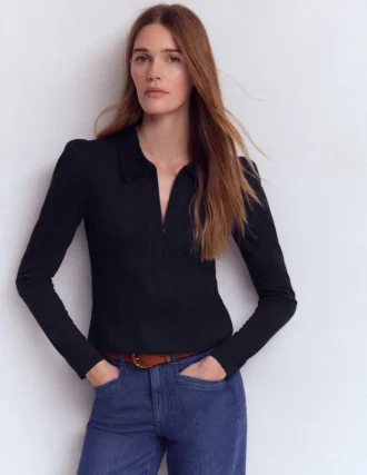 Zip Collar Supersoft Top Navy