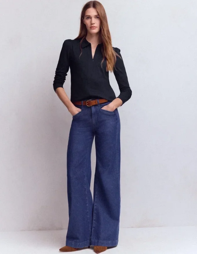 Zip Collar Supersoft Top Navy