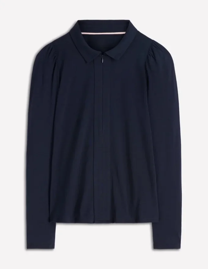 Zip Collar Supersoft Top Navy