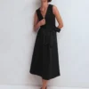 Zip-front Mix Media Dress Black Zip-front Mix Media Dress Black
