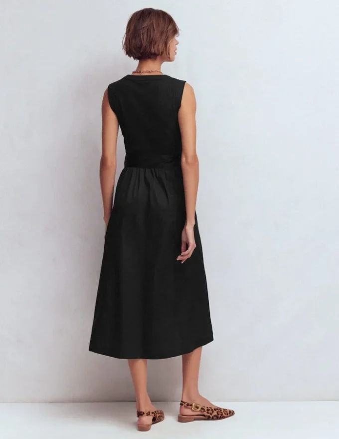 Zip-front Mix Media Dress Black Zip-front Mix Media Dress Black