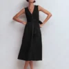 Zip-front Mix Media Dress Black Zip-front Mix Media Dress Black