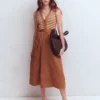 Zip-front Mix Media Dress Ginger and Ivory Stripe Zip-front Mix Media Dress Ginger and Ivory Stripe