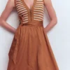 Zip-front Mix Media Dress Ginger and Ivory Stripe Zip-front Mix Media Dress Ginger and Ivory Stripe