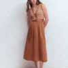 Zip-front Mix Media Dress Ginger and Ivory Stripe Zip-front Mix Media Dress Ginger and Ivory Stripe