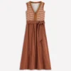 Zip-front Mix Media Dress Ginger and Ivory Stripe Zip-front Mix Media Dress Ginger and Ivory Stripe