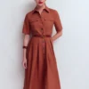 Zoe Short Sleeve Shirt Dress Burnt Orange Zoe Short Sleeve Shirt Dress Burnt Orange