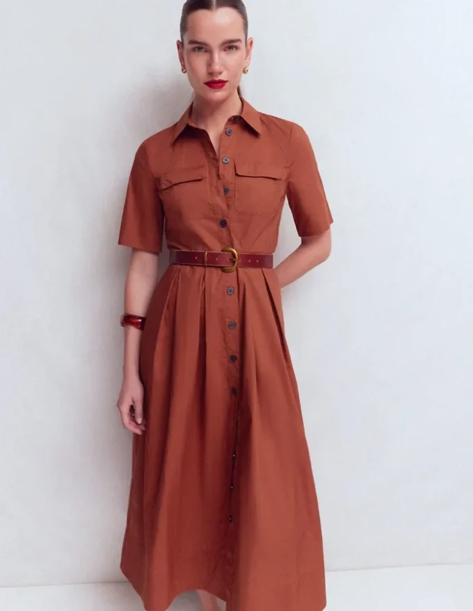 Zoe Short Sleeve Shirt Dress Burnt Orange Zoe Short Sleeve Shirt Dress Burnt Orange