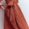 Zoe Short Sleeve Shirt Dress Burnt Orange Zoe Short Sleeve Shirt Dress Burnt Orange