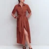 Zoe Short Sleeve Shirt Dress Burnt Orange Zoe Short Sleeve Shirt Dress Burnt Orange