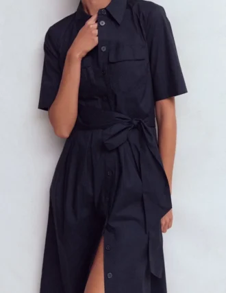 Zoe Short Sleeve Shirt Dress Navy